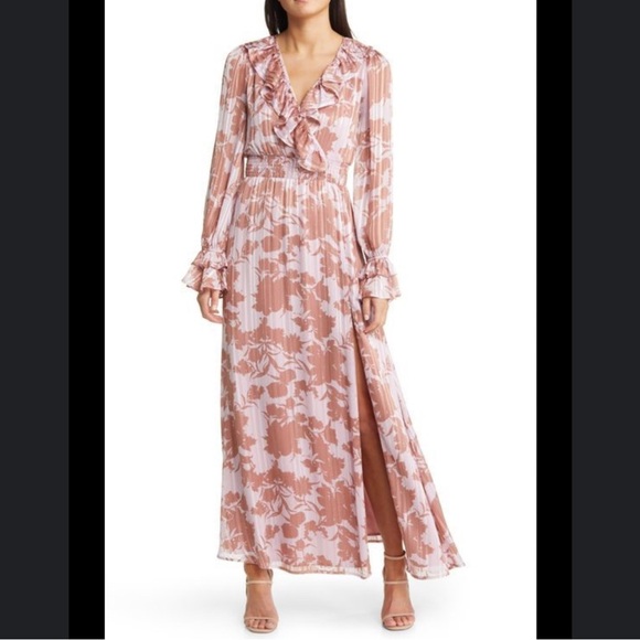 Lulus Dresses & Skirts - Lulus Exquisite Attention Lilac Floral Print Ruffled Long Sleeve Dress